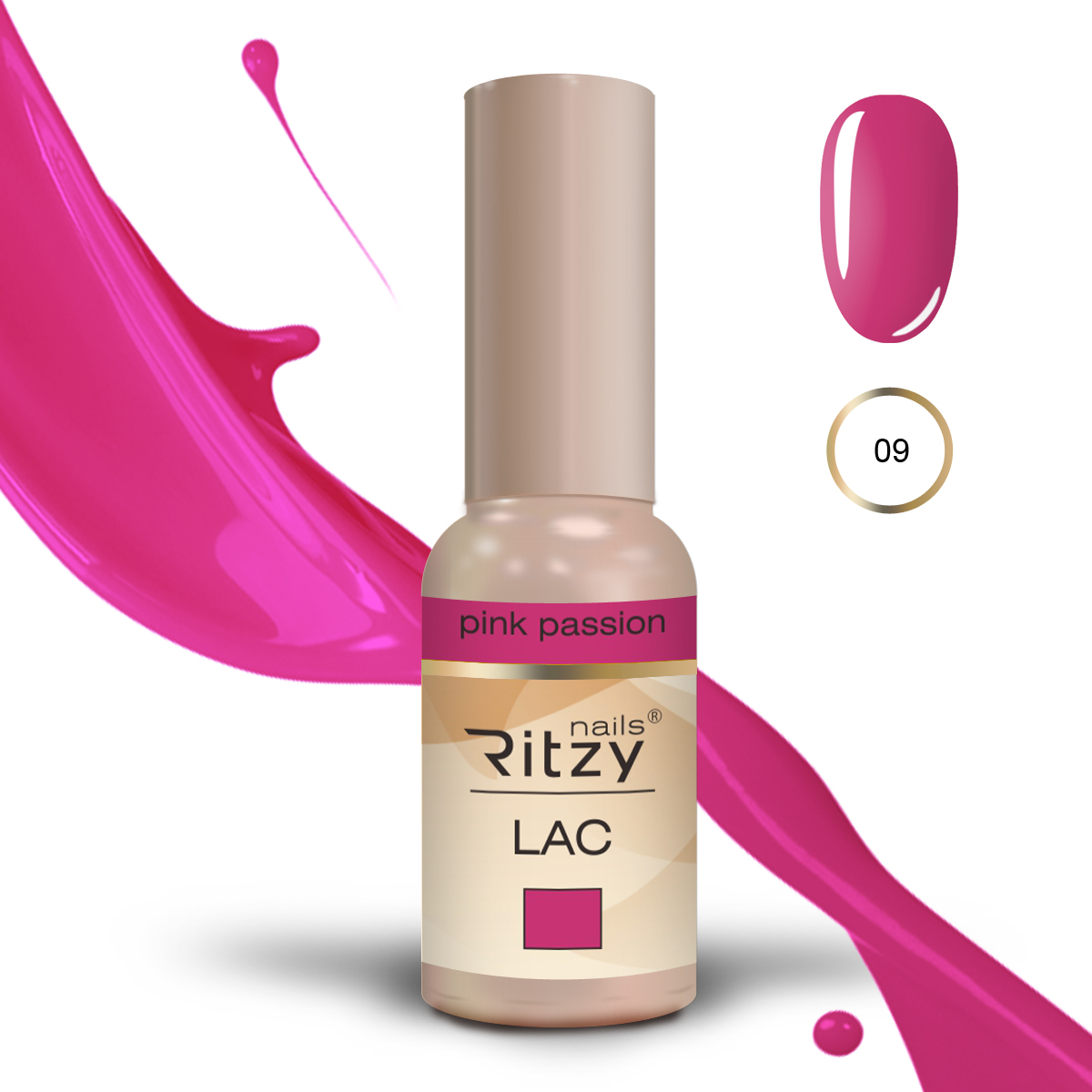 Ritzy Lac 09 Pink passion gēla laka 9 ml